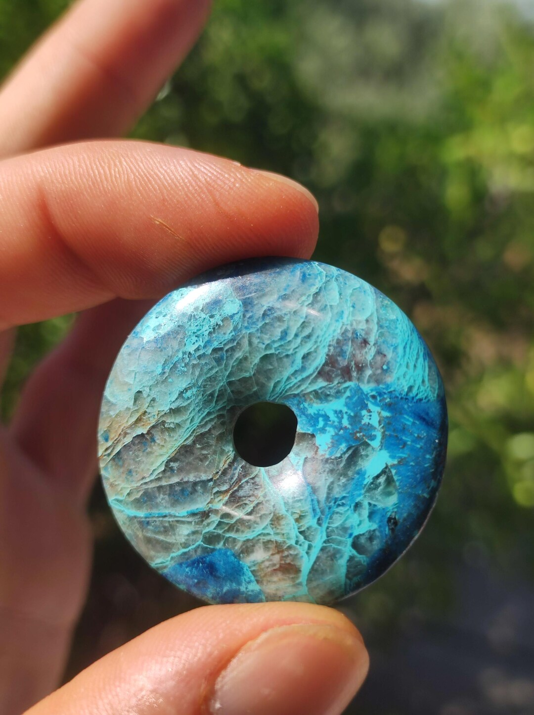 Quantum Quattro Chrysocoll Donut 35 Mm Gemstone Necklace Healing Stone ...