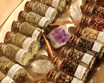 Räucherwerk aus aller Welt 40x Kräuter Hölzer Harze Schamanen Indianer Hexen Geschenk Set Süß Smudge Weihrauch Ruhe Schutz Ritual Meditation