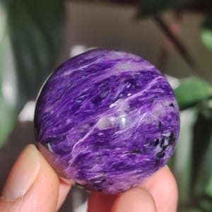 Charoite AAA - Gemstone Ball Purple Natural Healing Stone Decoration Sphere Crystal Gift Him Her Friend Man Minerals Collector House Living Energy