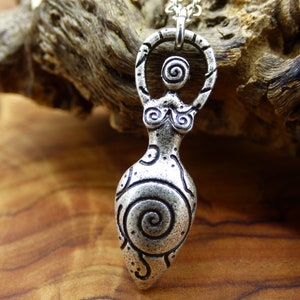 Naszyjnik z wisiorkiem spiralnym bogini, ochrona w ciąży dla kobiet ~ Srebro ~ HIPPIE ~ GOA ~ Boho ~ Tybet ~ Etno ~ Natura ~ Ezoteryka