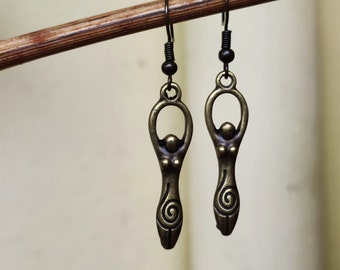 Goddess Spiral Earrings for Women ~ Antique Bronze or 304 Stainless Steel Golden ~ Silver ~HIPPIE ~GOA ~Boho ~Tibet ~Ethno ~Nature ~Esoteric