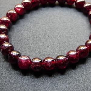 Granaat A ~ Edelsteen Armband Stretch Armband Stretch Natuurlijke Rode Genezende Steen Zeldzaamheid Man Vrouw Moeder Oma Cadeau Haar Vriend Zeldzaam Hoge Kwaliteit