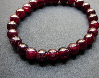 Garnet A ~ Gemstone Bracelet Stretch Bracelet Natural Red Healing Stone Rare Man Woman Mother Grandma Gift You Friend Rare High Quality