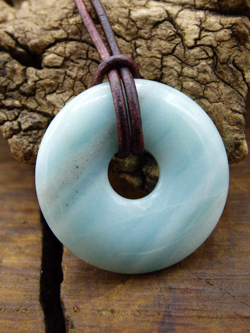 Amazonite ~ Gem Chain ~ HIPPIE ~ GOA ~ Boho ~ Tibet ~ Ethno ~ Nature ~ Donut ~ Protection Symbol ~ Healing Stone