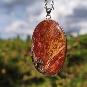 Pietersite gold red - 925 Sterling Silver Gemstone Necklace Nature Protection Rarity Healing Stone Crystal Man Woman He She Gift Shimmer