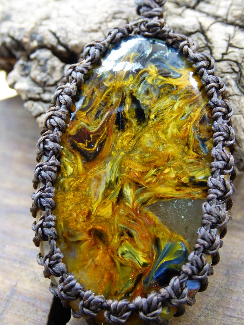 Pietersite Golden ~ macrium Gemstone Necklace ~ Hippie ~ Goa ~ Boho ~ Ethno ~ Nature ~ Healing Stone ~ Flash ~ Fire ~ river ~ Flash ~ rarity
