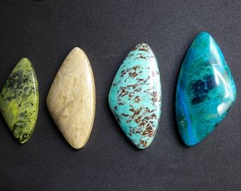 Chrysocoll Calcit Serpentin Designer *High Quality Fair Trade Edelstein Cabochon  flacher Stein Auflegestein Bastel Makramee Heilstein grün