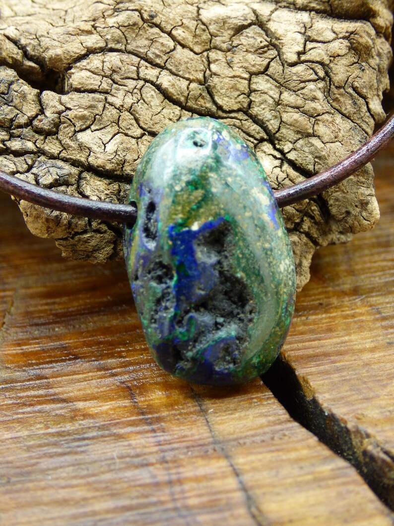 Malachite /& azurite ~ Gemstone Necklace ~ Hippie ~ Goa ~ Boho ~ Ethno ~ Nature ~ Healing Stone