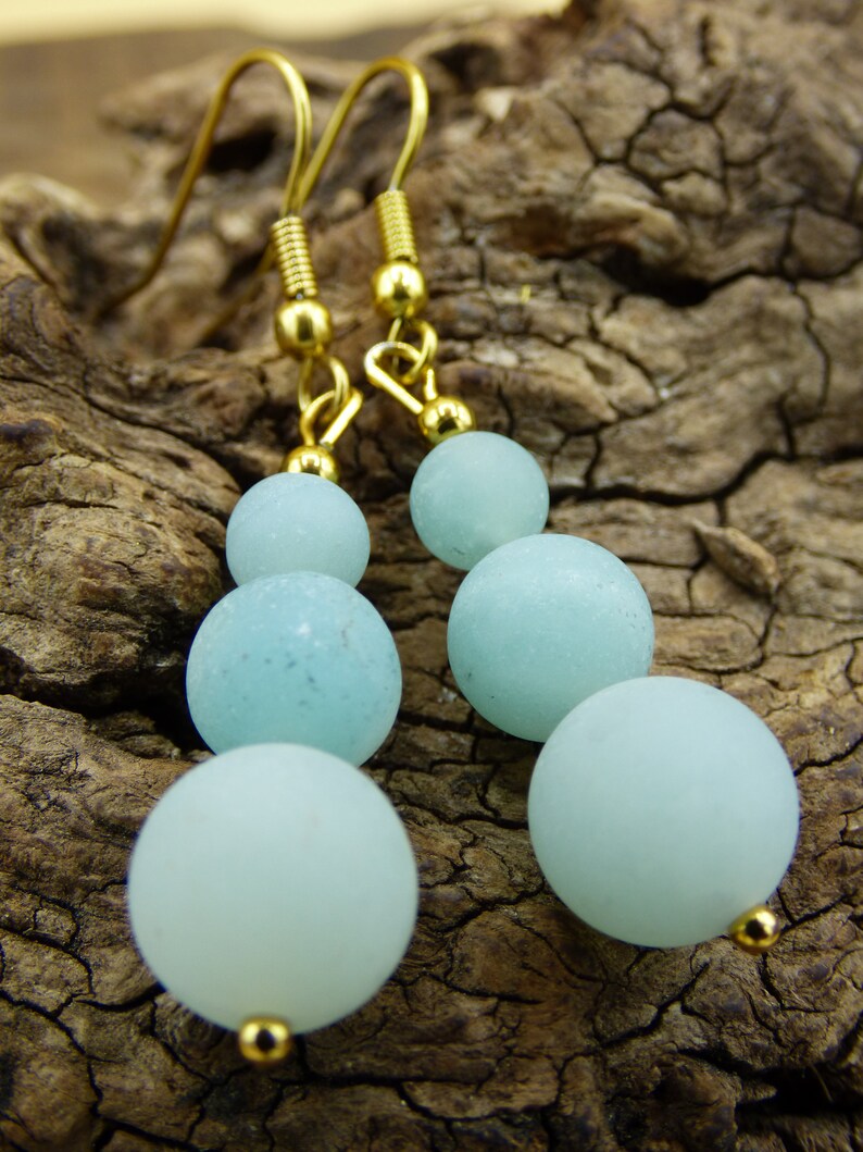 Amazonite ~ Gem Earrings ~ GOA ~ Hippie ~ Boho ~ Ethno ~ Nature ~ Healing Stone ~ Nature ~ Earrings ~ Stainless Steel ~ rarity Two Designs