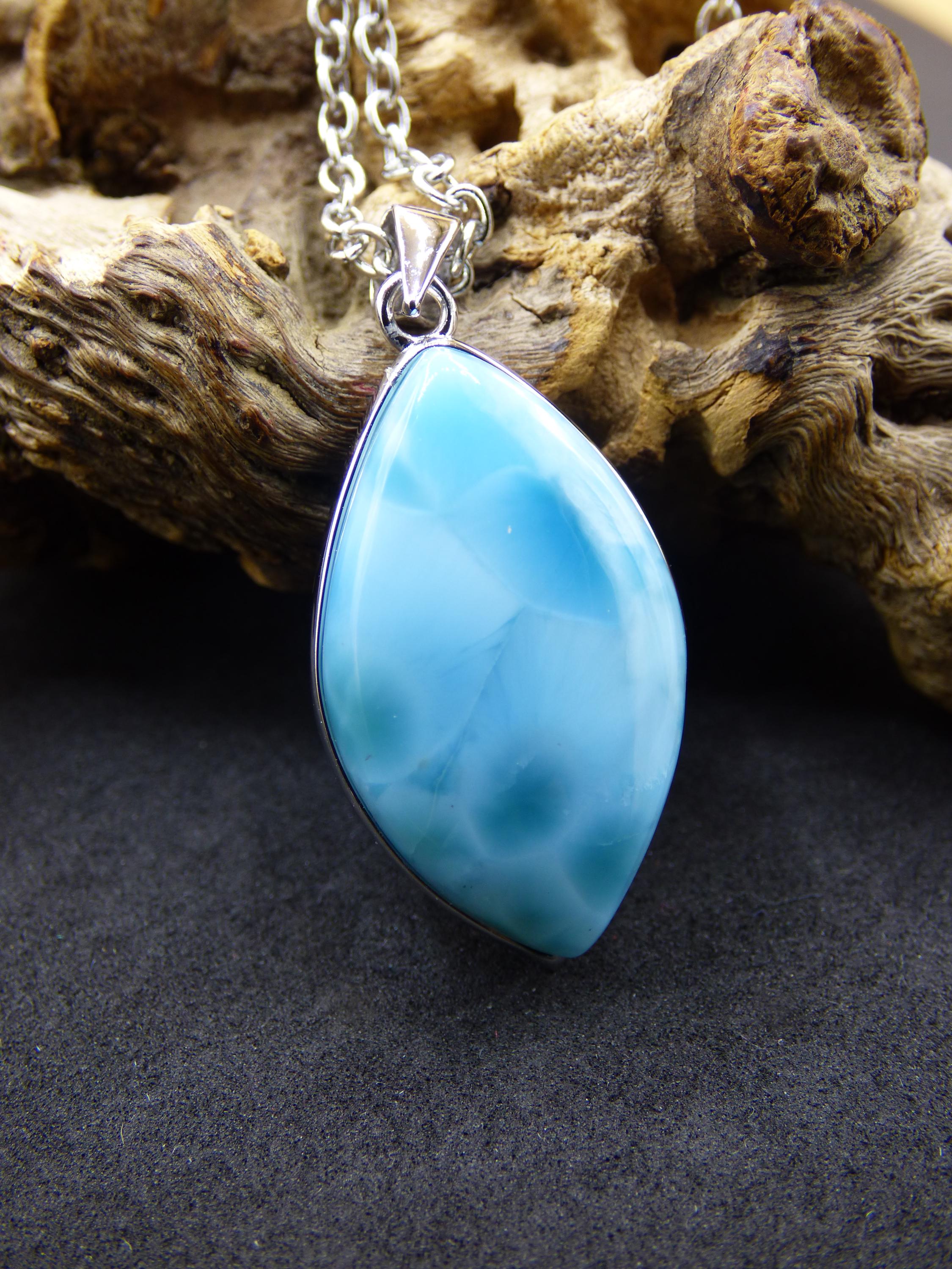 ラリマー AAA「アトランティスストーン」宝石ネックレス、925 