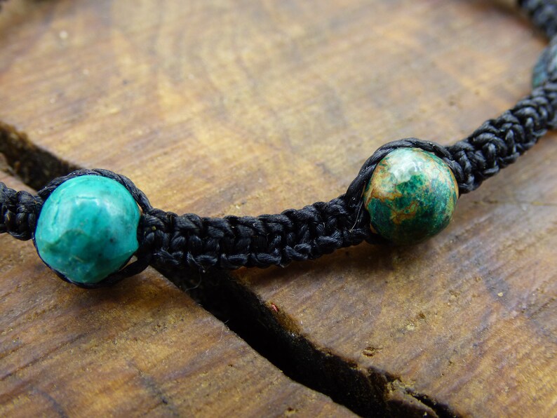 Chrysocoll ~ Gem Makramee Bracelet ~ GOA ~ Hippie ~ Boho ~ Ethno ~ Indie ~ Nature ~ Healing Stone