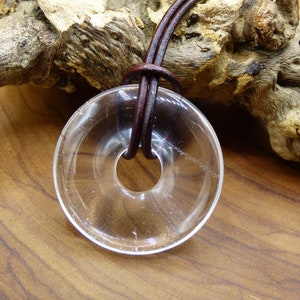 Bergkristall / Clear Quarz AAA - Edelstein Donut Kette klar Mann Frau Vater Mutter Freund Heilstein Glück Schmuck Natur Rarität Geschenk