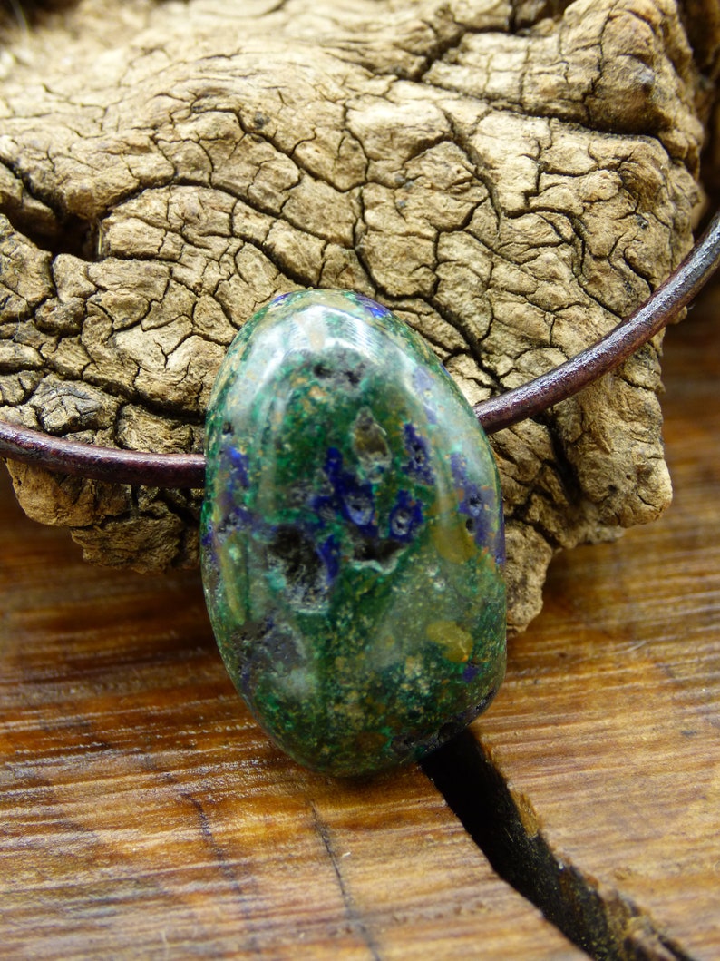 Malachite /& azurite ~ Gemstone Necklace ~ Hippie ~ Goa ~ Boho ~ Ethno ~ Nature ~ Healing Stone
