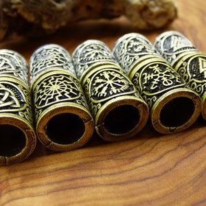 Brass Dreadlock Beads Runes Bronze/Silver Celtic Power Odin Germanic Beard Beads Breads Dreads HIPPIE GOA Boho Nature Vintage Viking image 10