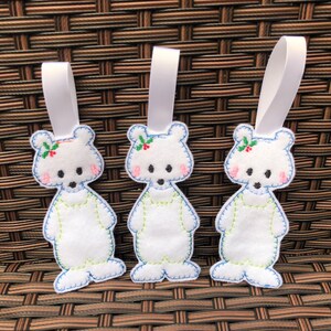 Felt polar bear hanging decorations, set of 3, polar bear decorations