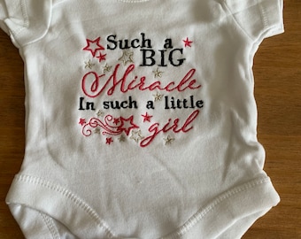 Such a big miracle in such a little girl,baby bodysuit, baby vest, baby gift, newborn gift