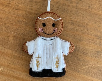 Priest gift, vicar gift, priest gingerbread man, hanging gingerbread man, personalised vicar, easter gift, religious gift