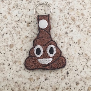 Brown glitter embroidered emoji poop keyring, poo keyring, bag charm