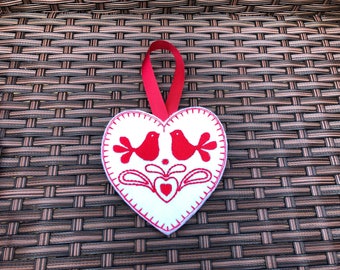 Love bird decoration, valentines hanging heart, valentines gift, love heart, love birds