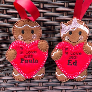 Personalised valentines gingerbread, valentines gingerbread men, hanging gingerbread men, valentines gift