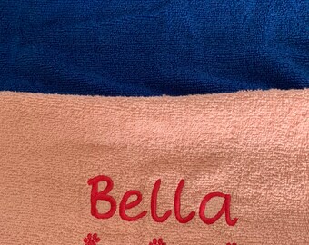 Personalised dog towel, humourous dog towel, pampered dog towel, funny dog towel, dog bath towel, embroidered towel