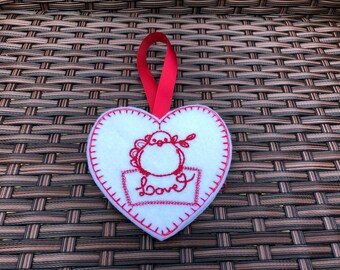 Love bird decoration, valentines hanging heart, valentines gift, love heart