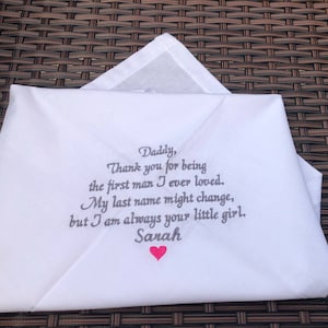 Personalised handkerchief, father of the bride gift, father of the bride handkerchief, dad gift, dad handkerchief, personalised gift