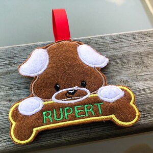 Personalised dog decoration, dog bauble, dog decoration, personalised decoration, embroidered decoration, christmas decoration