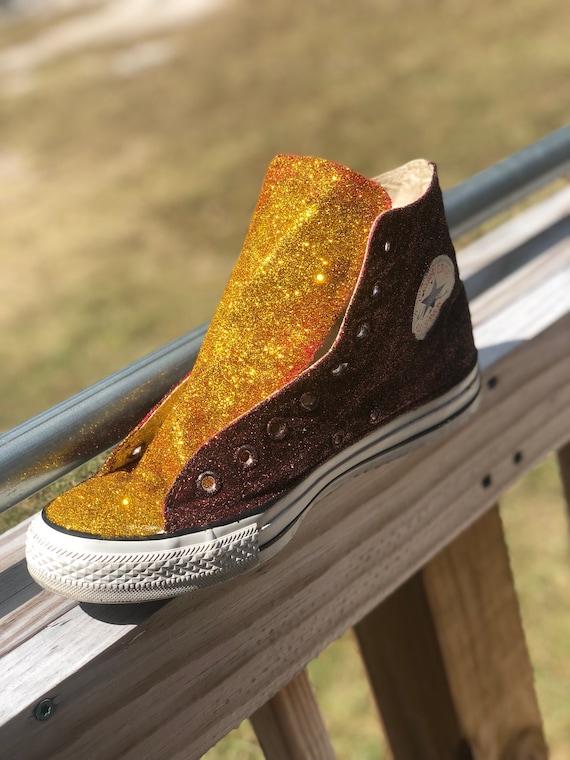 Custom Glitter Converse | Etsy Yellow Sequin Converse Sneakers | Etsy