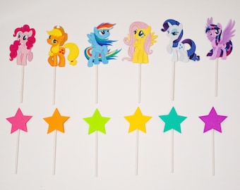 My Little Pony Cupcake Toppers Taarttoppers Pinkie Pie AppleJack Rainbow Dash Fluttershy Zeldzaamheid Twilight Sparkle Verjaardag Evenement Party Decor