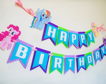 My Little Pony Gelukkige Verjaardag Banners Rainbow Dash Fluttershy Pinkie Pie Twilight Sparkle Decoraties Evenement Accessoires Feestdecoratie