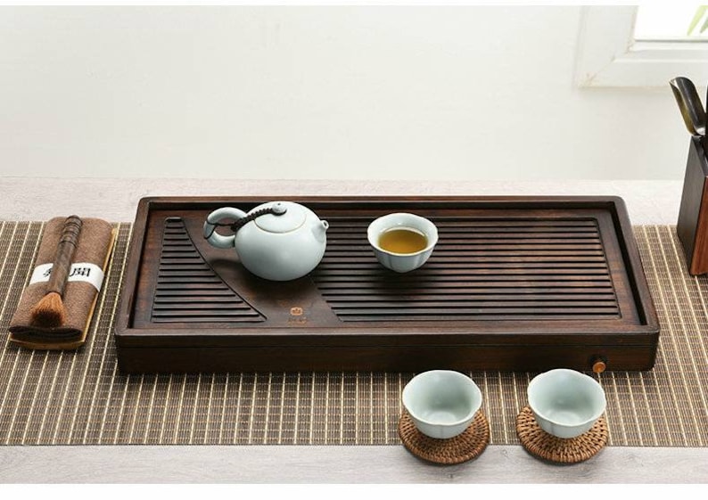 Bamboo Tea Tray with Water Tank 2 Variations for Chinese Gongfu Chadao, Tea Wares, Tea Sets, Tea Boards, Tea Saucers, Tea Tools, Gifts. No.2