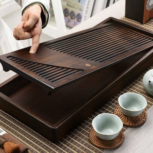 Bamboo Tea Tray with Water Tank 2 Variations for Chinese Gongfu Chadao, Tea Wares, Tea Sets, Tea Boards, Tea Saucers, Tea Tools, Gifts. image 7