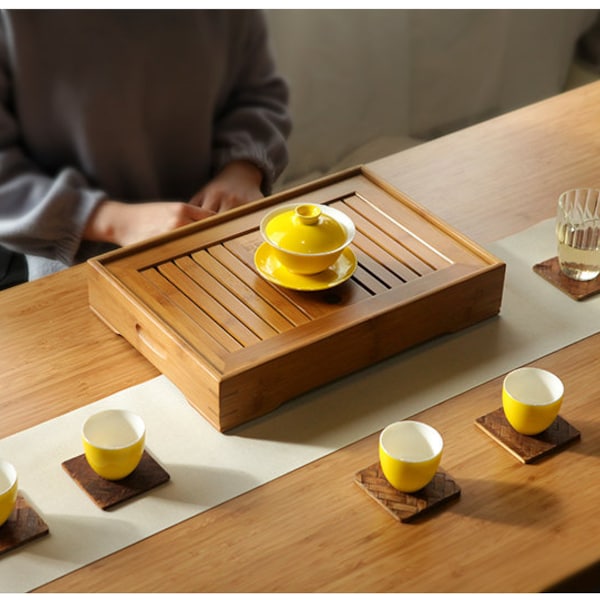 Bandeja de té de bambú, platillos, tablas con tanque de agua, artículos de té, juegos de té, herramientas de té, regalos para té chino Gongfu