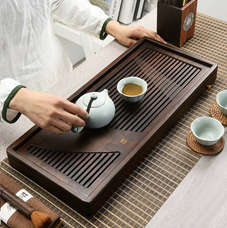 Bamboo Tea Tray with Water Tank 2 Variations for Chinese Gongfu Chadao, Tea Wares, Tea Sets, Tea Boards, Tea Saucers, Tea Tools, Gifts. image 9