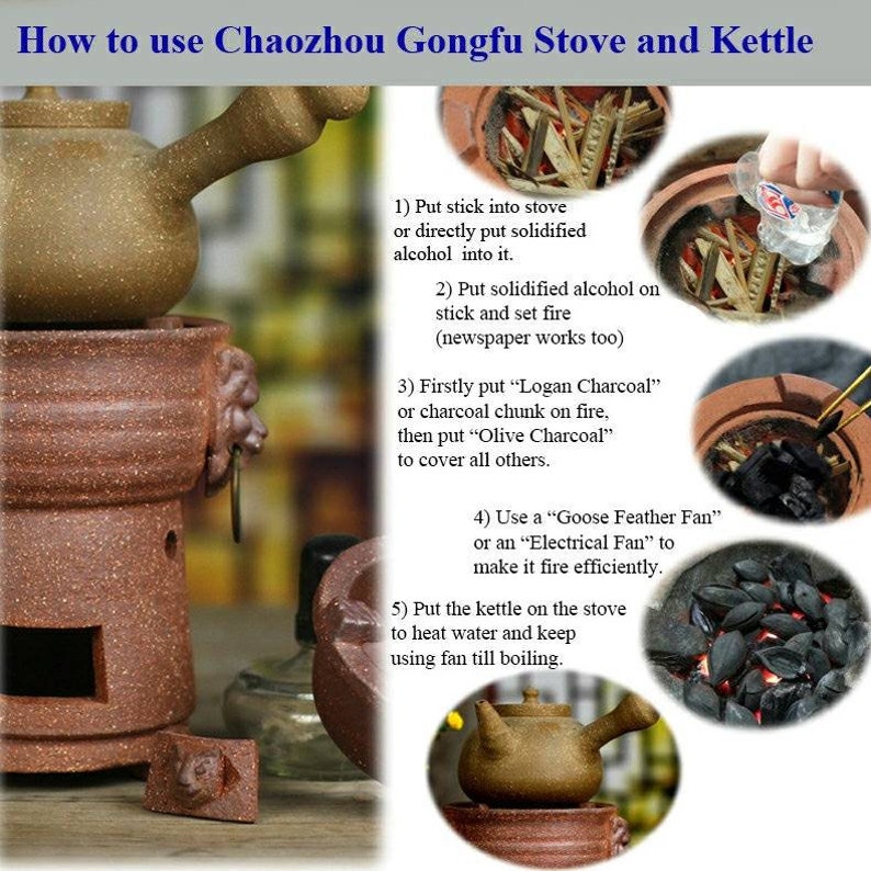 ChaoZhou Pottery Pumpkin Water Boiling Kettle 760ml Drum Charcoal Stove for Chinese Gongfu Tea Tea Wares Gifts.