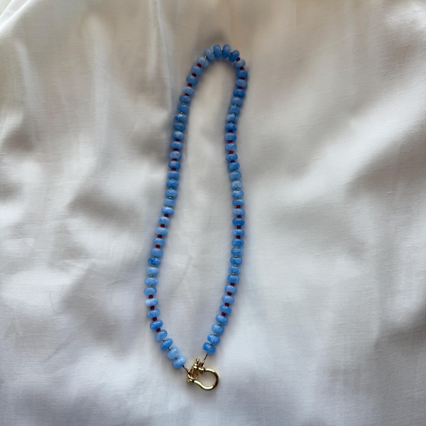 Beaded Blue Gemstone Necklace