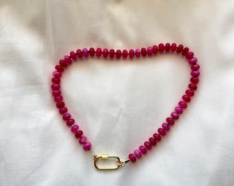 Pink Beaded Gemstone Necklace