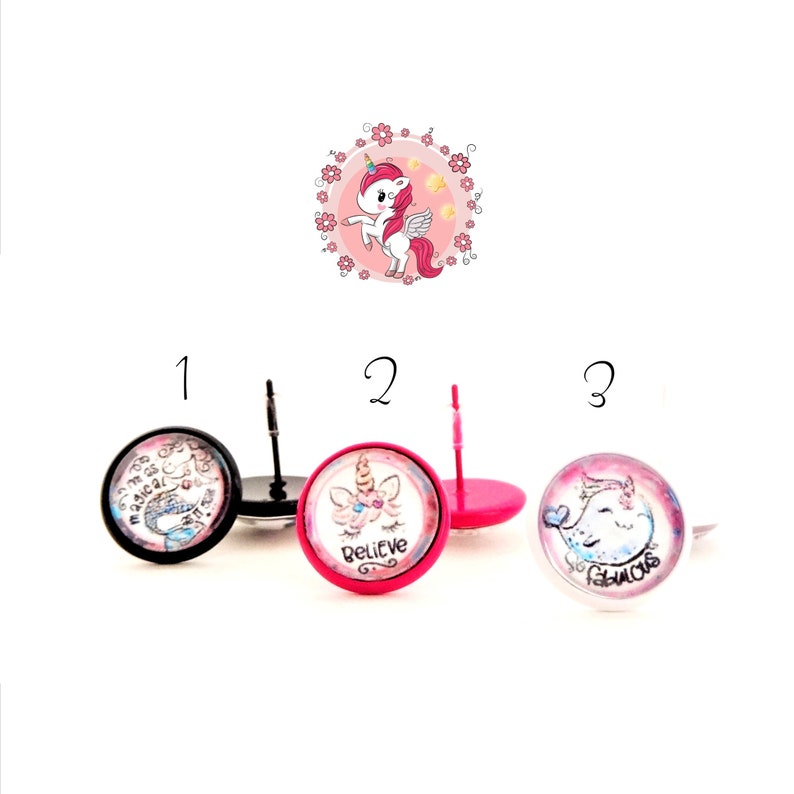 STUDStud Earrings with 14 mm brass for children Unicorn