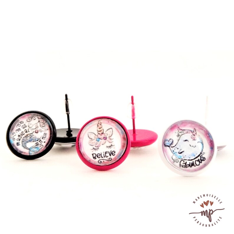 STUDStud Earrings with 14 mm brass for children Unicorn