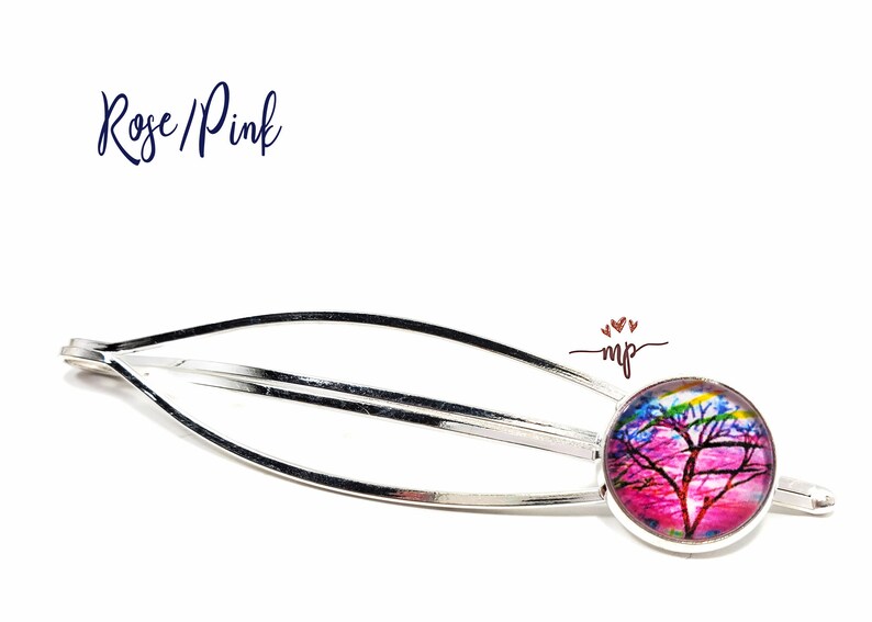 Statement Piece BarrettesHair Clips with Tree of Life Image Artist drawings from South Africa