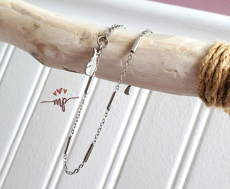 Personalized Jewelry Delicate and Minimalist Bracelet Adjustable Bracelet Statement bracelet Small Tubes Stainless Steel Silver Chain