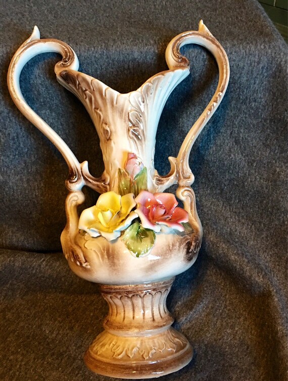 Capodimonte Double Handled Flower Vase Etsy