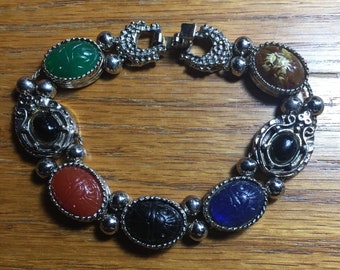 Silver Scarab Slide Bracelet