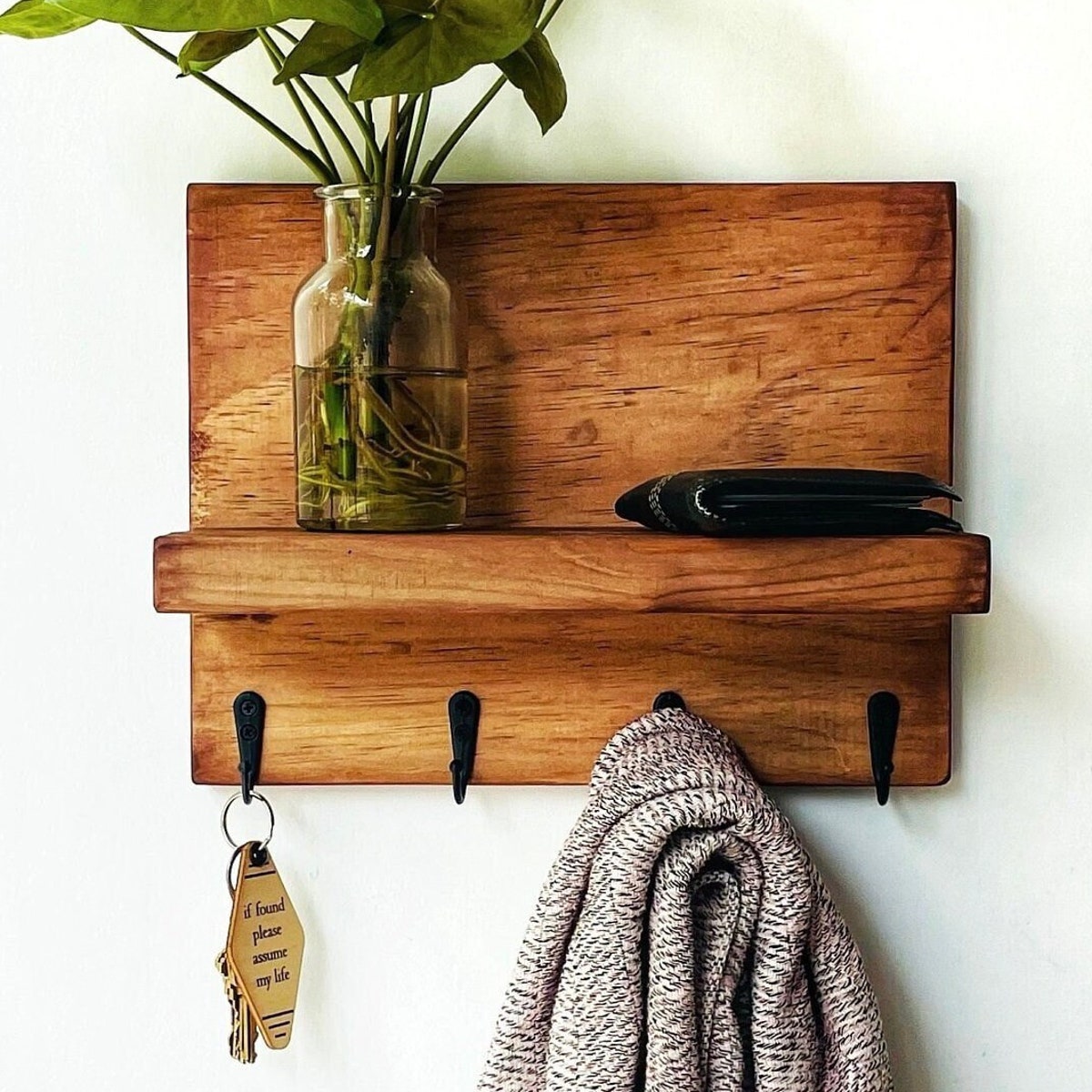 Minimalist Key Holder Wall Shelf, Entryway Hook Hanger - Etsy
