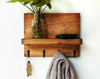 Minimalist Key Holder Wall Shelf, Entryway Hook Hanger