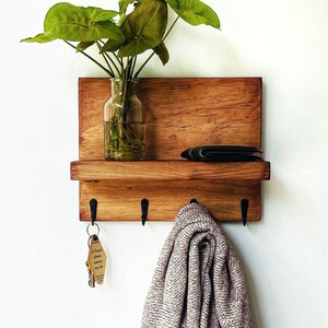 Minimalist Key Holder Wall Shelf, Entryway Hook Hanger image 1