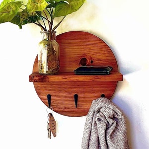 Circle Key Holder Wall Shelf, Minimalist Entryway Hook Hanger