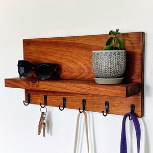 Key Holder Wall Shelf, Entryway Hook Organizer | Minimalist Style