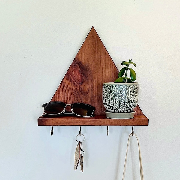 Triangle Keyhook Shelf | Wall Mounted Key Rack | Entryway Key Holder